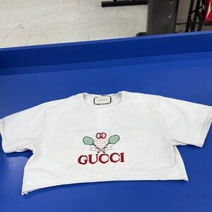 Gucci White Tee with Tennis Motif